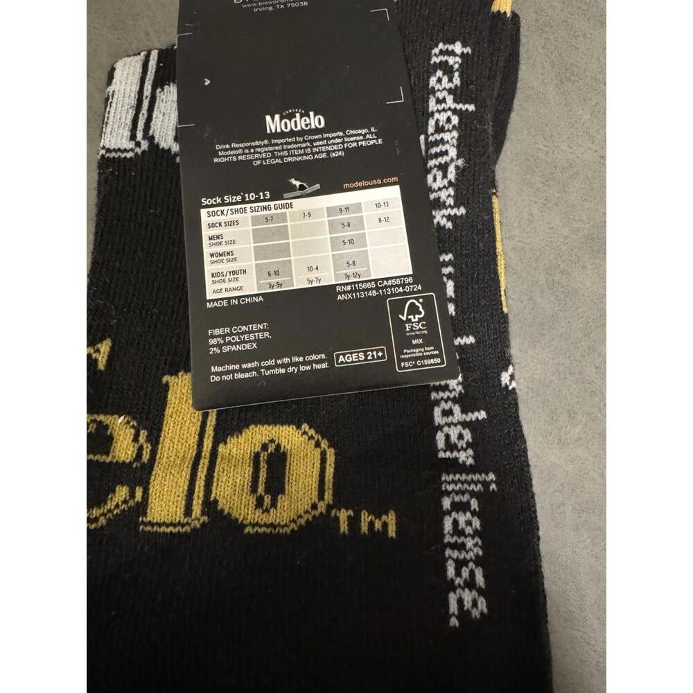 MODELO MEXICAN BEER 2 Pair‎ Novelty Crew Socks Men's Shoe Size 10-13.